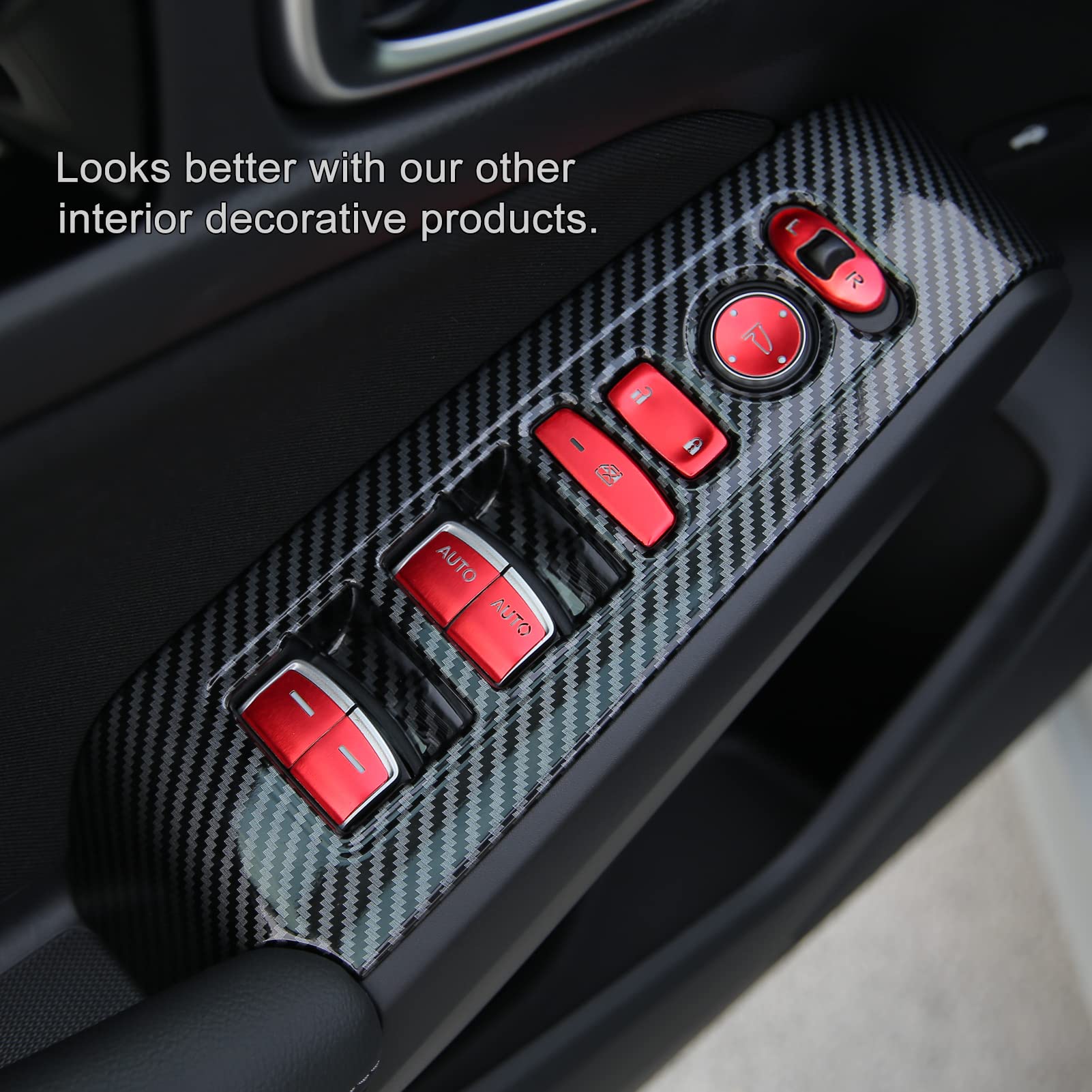 Thenice carbon fiber finish window control cover complements Civic dashboard