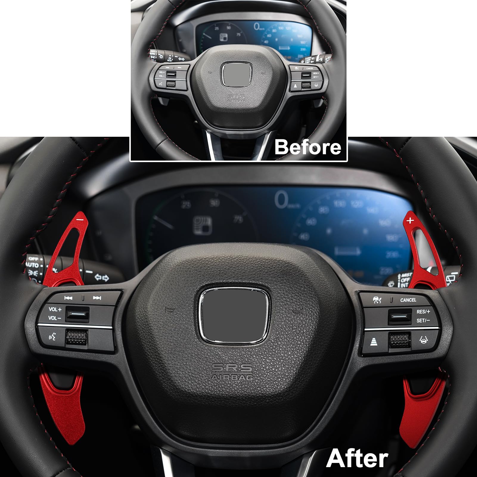 Thenice paddle shifter extension edge detail indicates added reach for shifts.