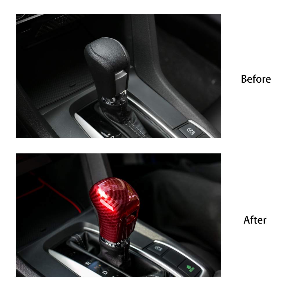 Thenice red finish gear shift cover creates a bold cabin accent.