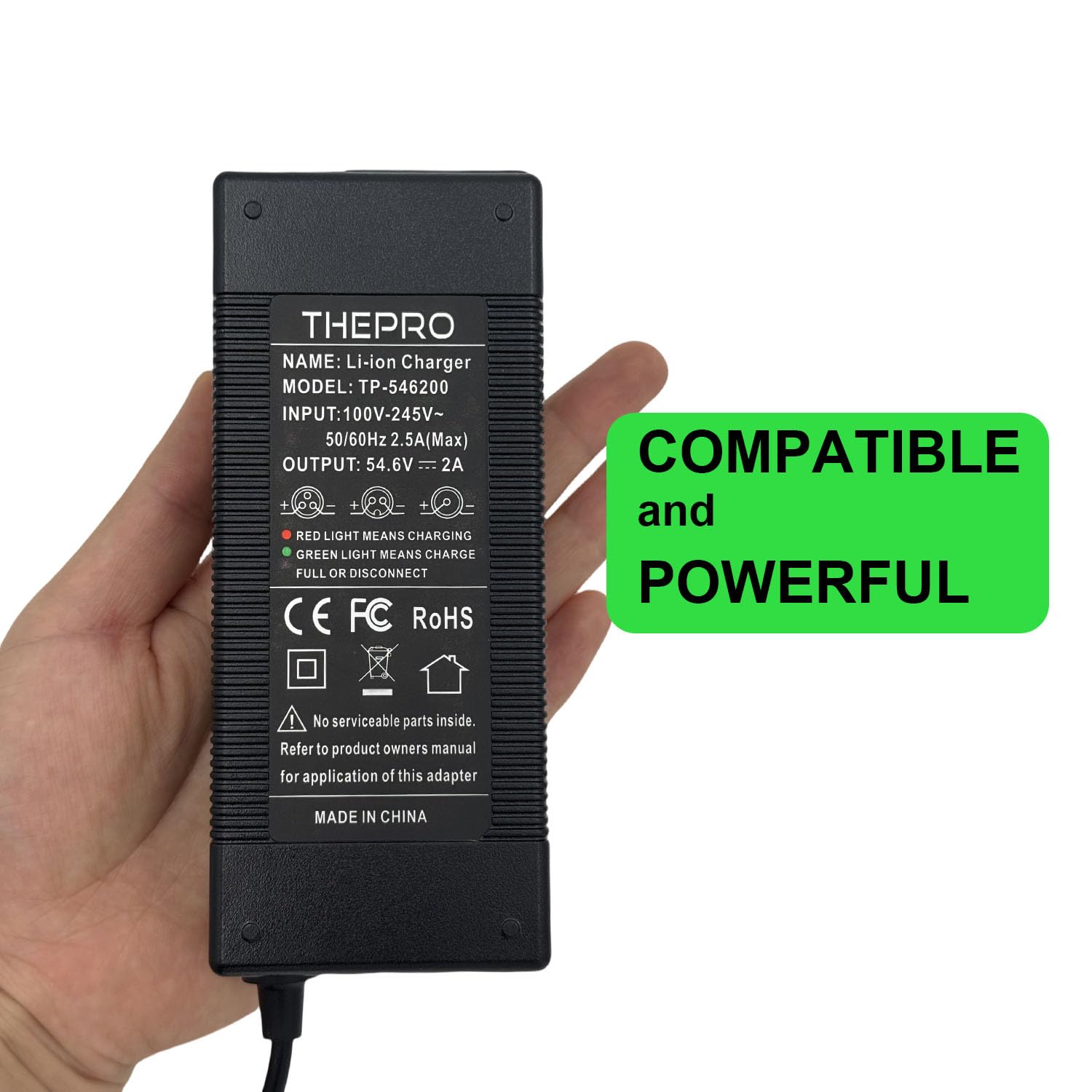 Compact and portable THEPRO charger designed for home or workshop spaces.