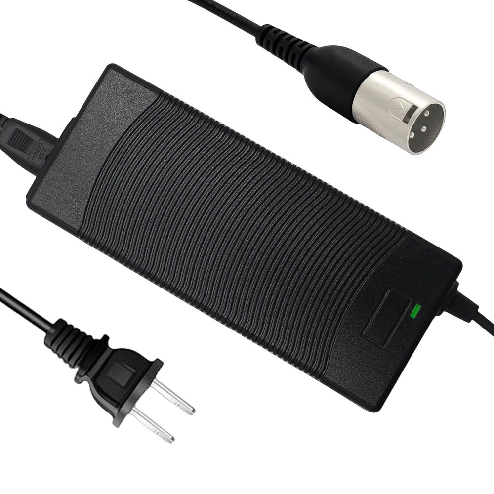 THEPRO charger with a 3-pin XLR connector for 48V Li-ion packs; ready for use.