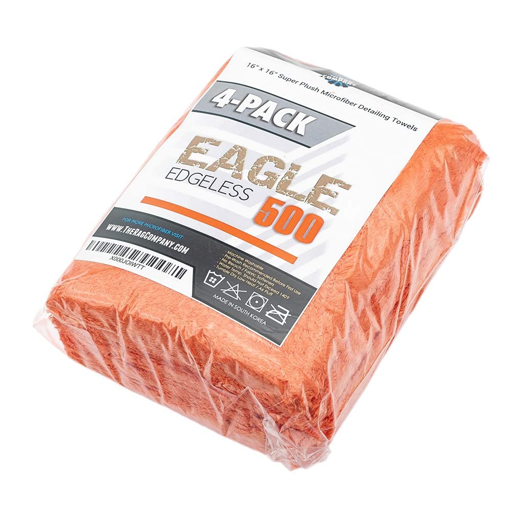 4-pack Eagle Edgeless towels in orange for versatile detailing.