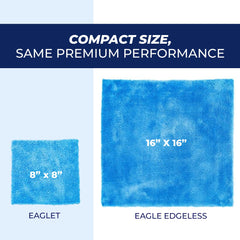 The Rag Company Eaglet 500 blue 8x8 towel plush absorption for wax work.