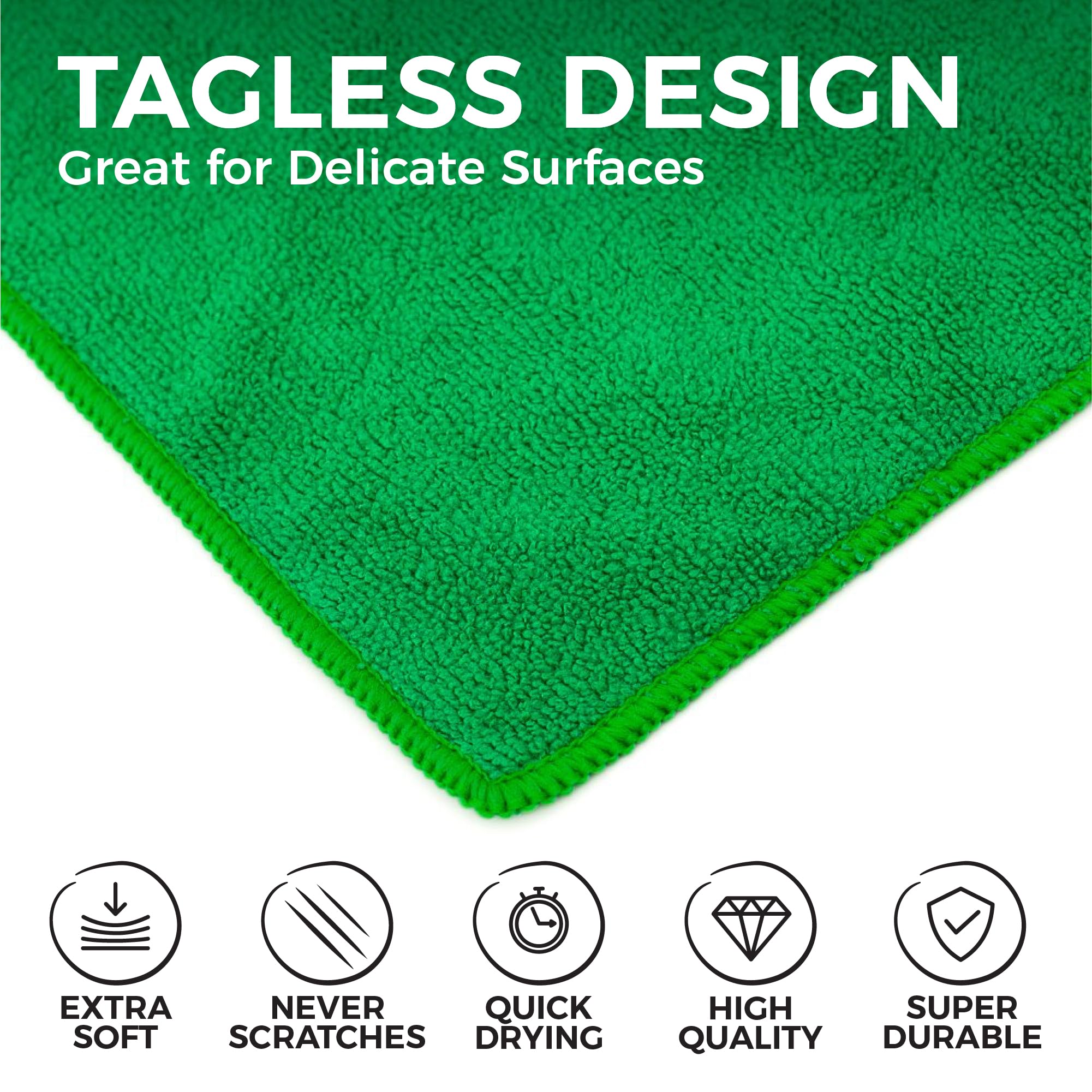 The Rag Company 16x16 microfiber towel provides lint-free shine on metal fixtures.
