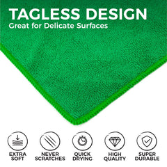 The Rag Company 16x16 microfiber towel provides lint-free shine on metal fixtures.