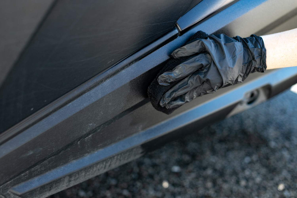 The Rag Company Solution Finish on exterior trim delivers deeper color without greasy residue.