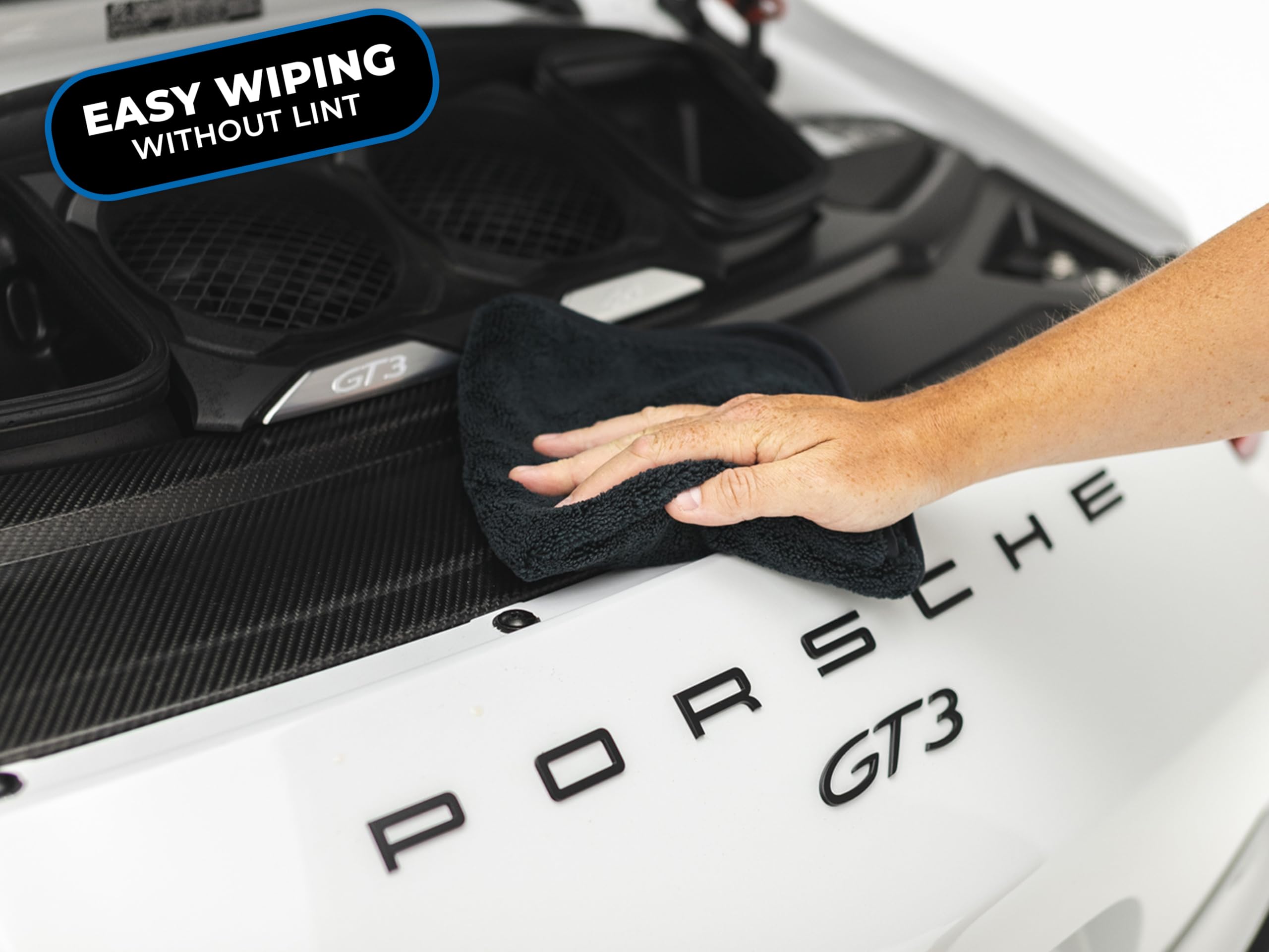ButterSoft suede border protects paint during polishing with Spectrum 420 towel.