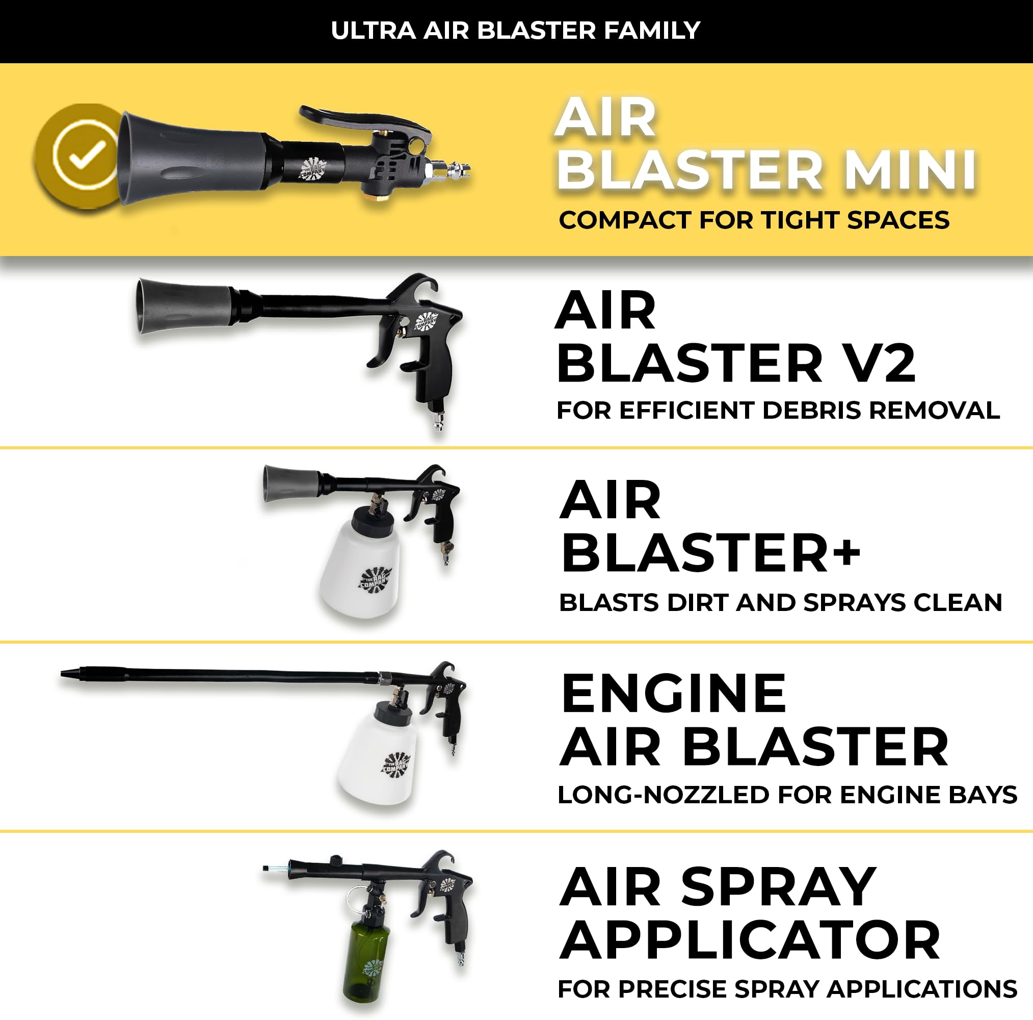 The Rag Company Ultra Air Blaster Mini includes a replaceable trumpet for versatility
