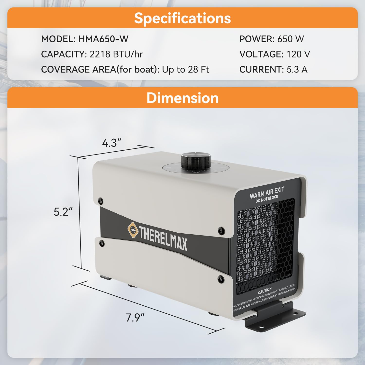 Therelmax 1-year warranty offers peace of mind for boat heaters.