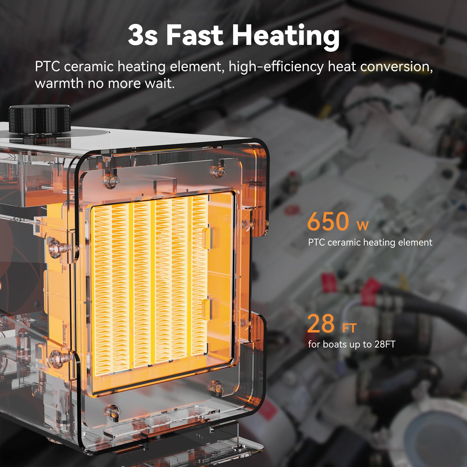 Therelmax 3s fast heating delivers quick bilge warmth.