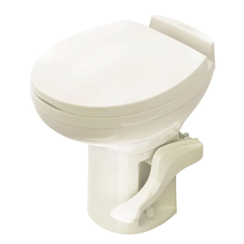 Thetford 42138 Style II toilet base, front view, sturdy support for mobile bathrooms.