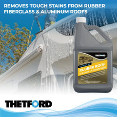 Thetford biodegradable, non-toxic formula keeps EPDM surfaces safe during cleaning.