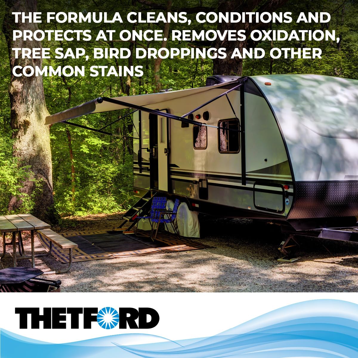 Thetford Rubber Roof Cleaner enables quick maintenance steps for durable RV roofs.