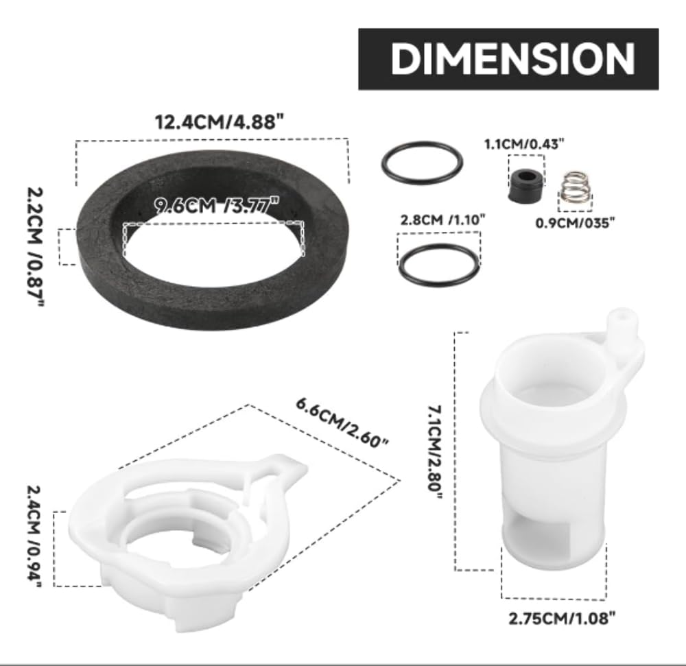 Thetford water valve Style II Kit Aqua components spread-out for clarity