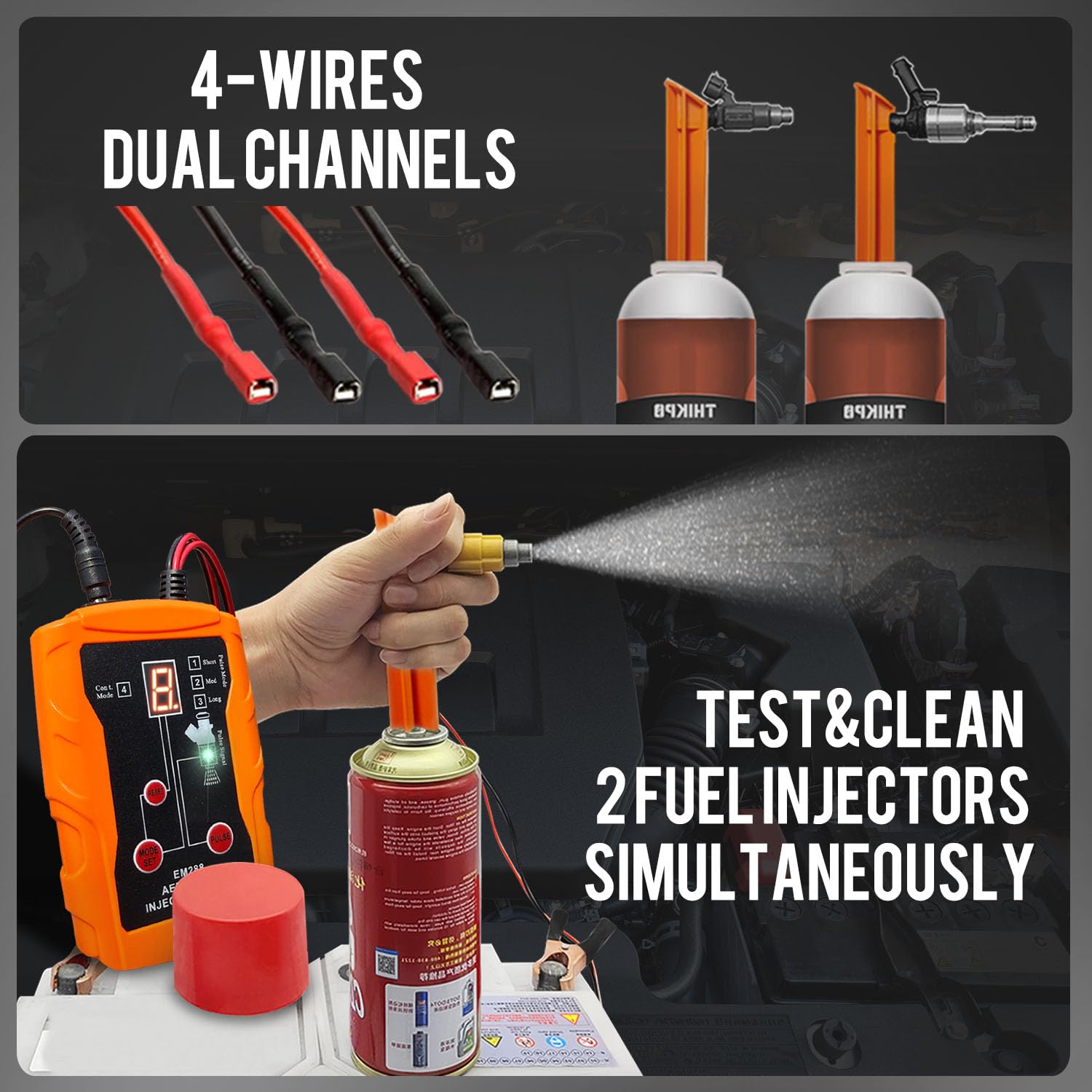 THIKPO universal cleaning adapters illustration for multiple injector sizes