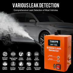 THIKPO tester applying smoke to EVAP vacuum system shows precise leak localization.