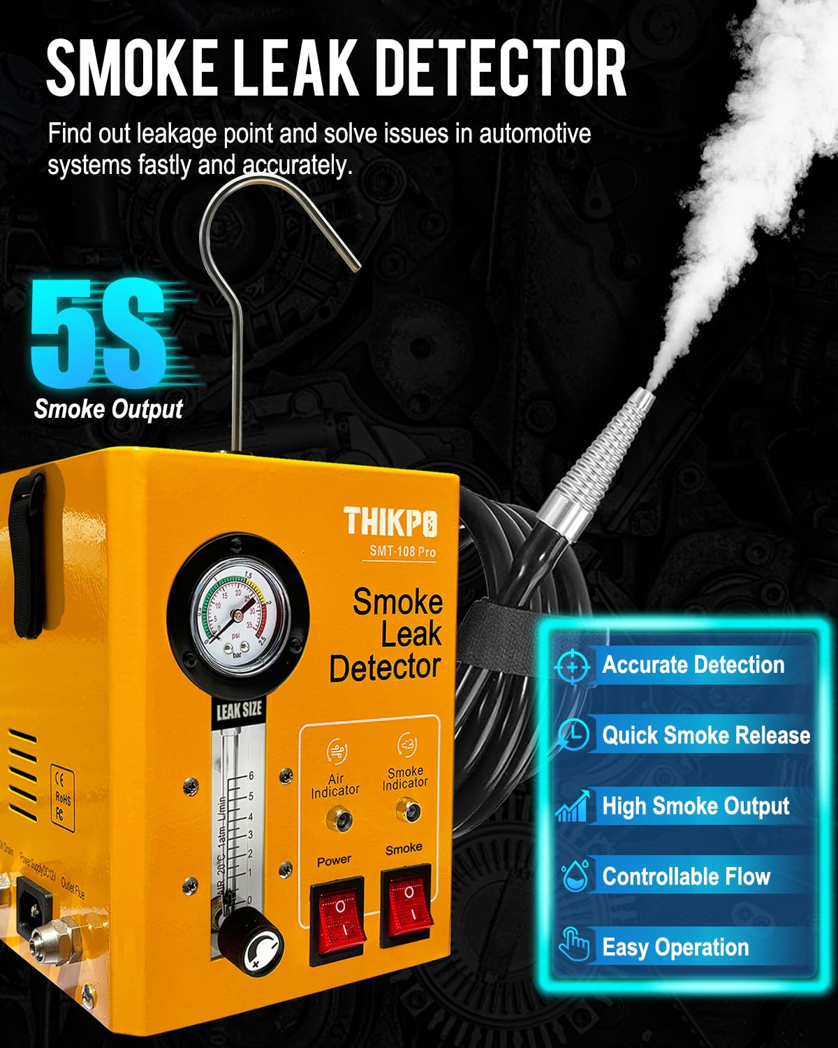 THIKPO emits columnar smoke at leaks for precise pinpointing