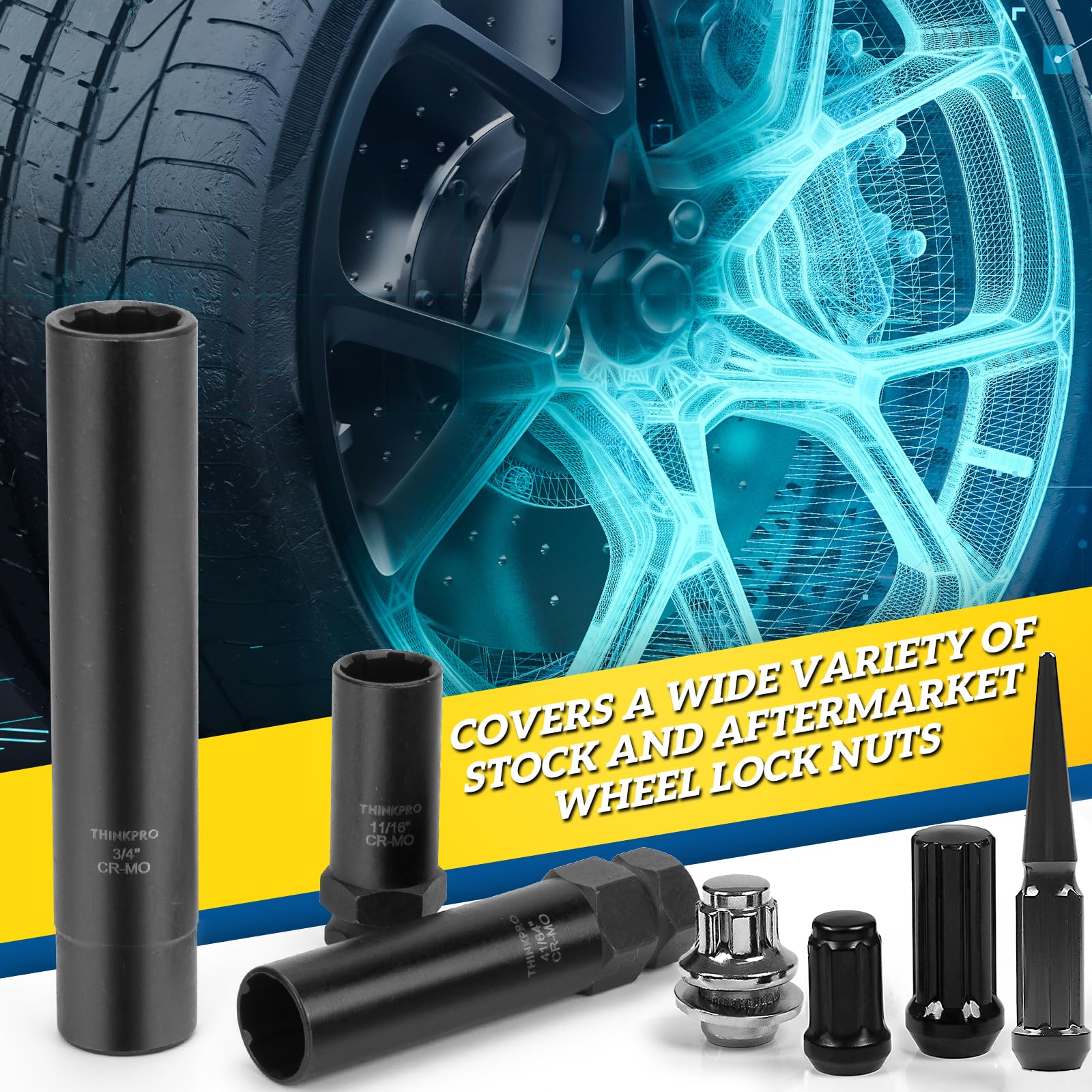 Thinkpro deep-socket design fits recessed lugs on diverse wheel styles