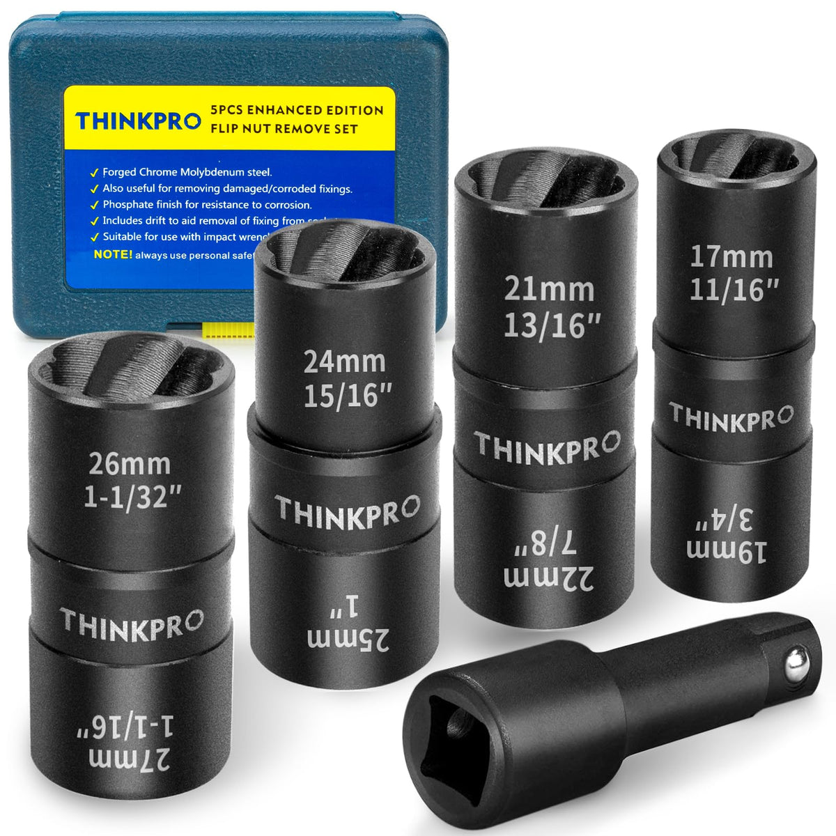 Thinkpro lug nut removal tool with double-sided design for quick size selection