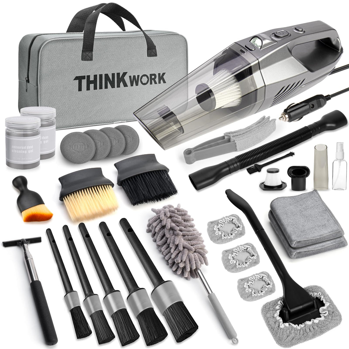 THINKWORK car cleaning kit vacuum with high power suction for deep dirt removal