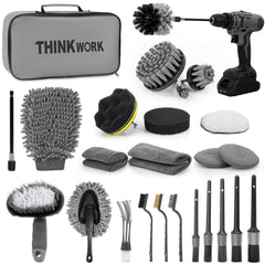 THINKWORK car detailing drill brush kit for interior and exterior cleaning