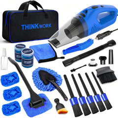 Thinkwork car detailing kit vacuum with extended hose for hard-to-reach debris.