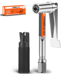Thinkwork grease gun coupler at 90-degree angle for hard-to-reach fittings.