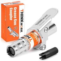 THINKWORK grease gun coupler with locking mechanism ensures secure connection during high-pressure use.