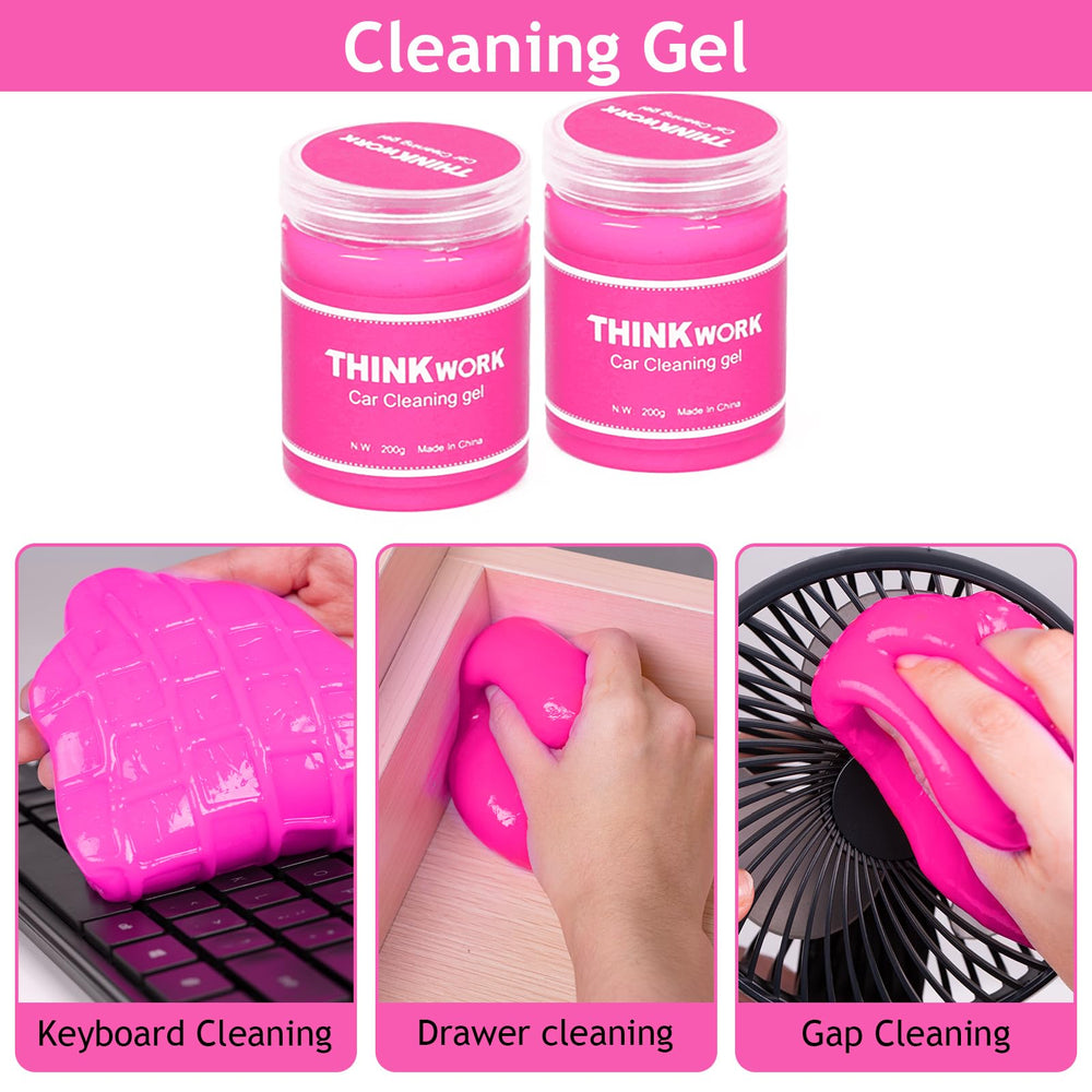 ThinkWORK Pink Car Duster interior kit air vent brush cleans vents without scratching