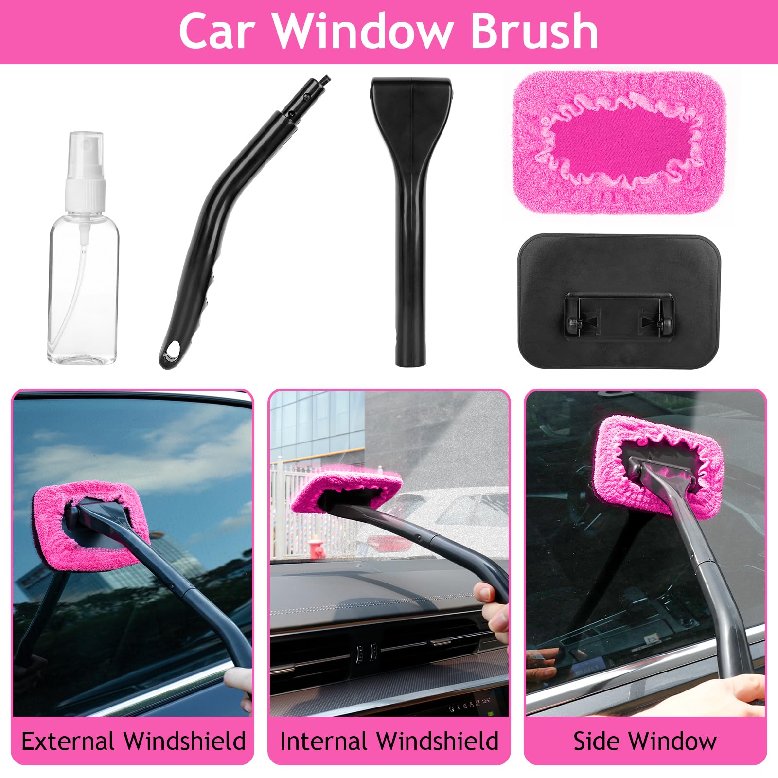 ThinkWORK Pink Car Duster interior kit cleaning pads absorb moisture effectively