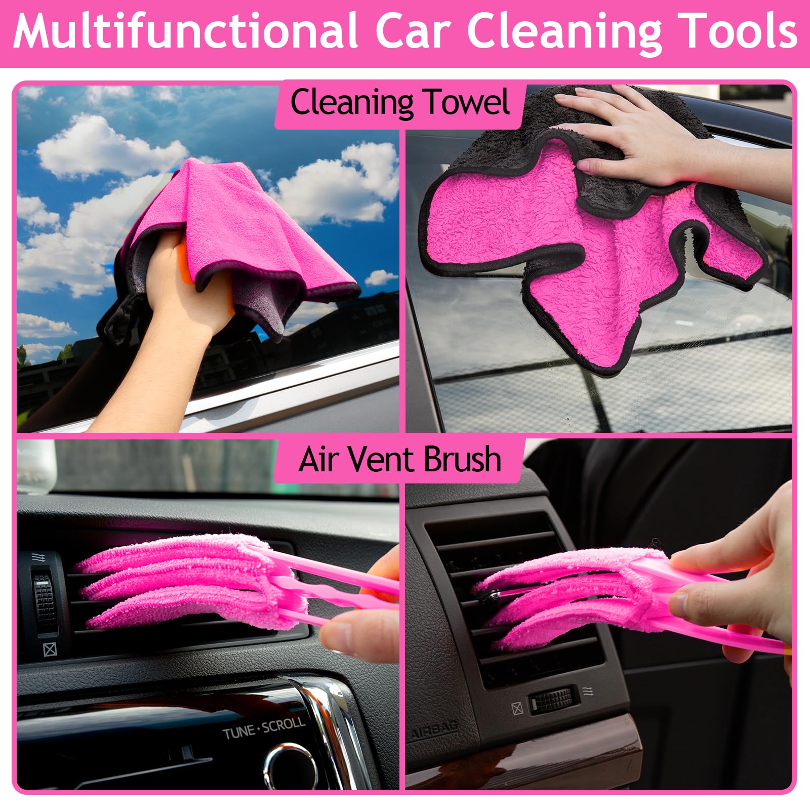 ThinkWORK Pink Car Duster interior kit cleaning towel delivers quick wipe-downs
