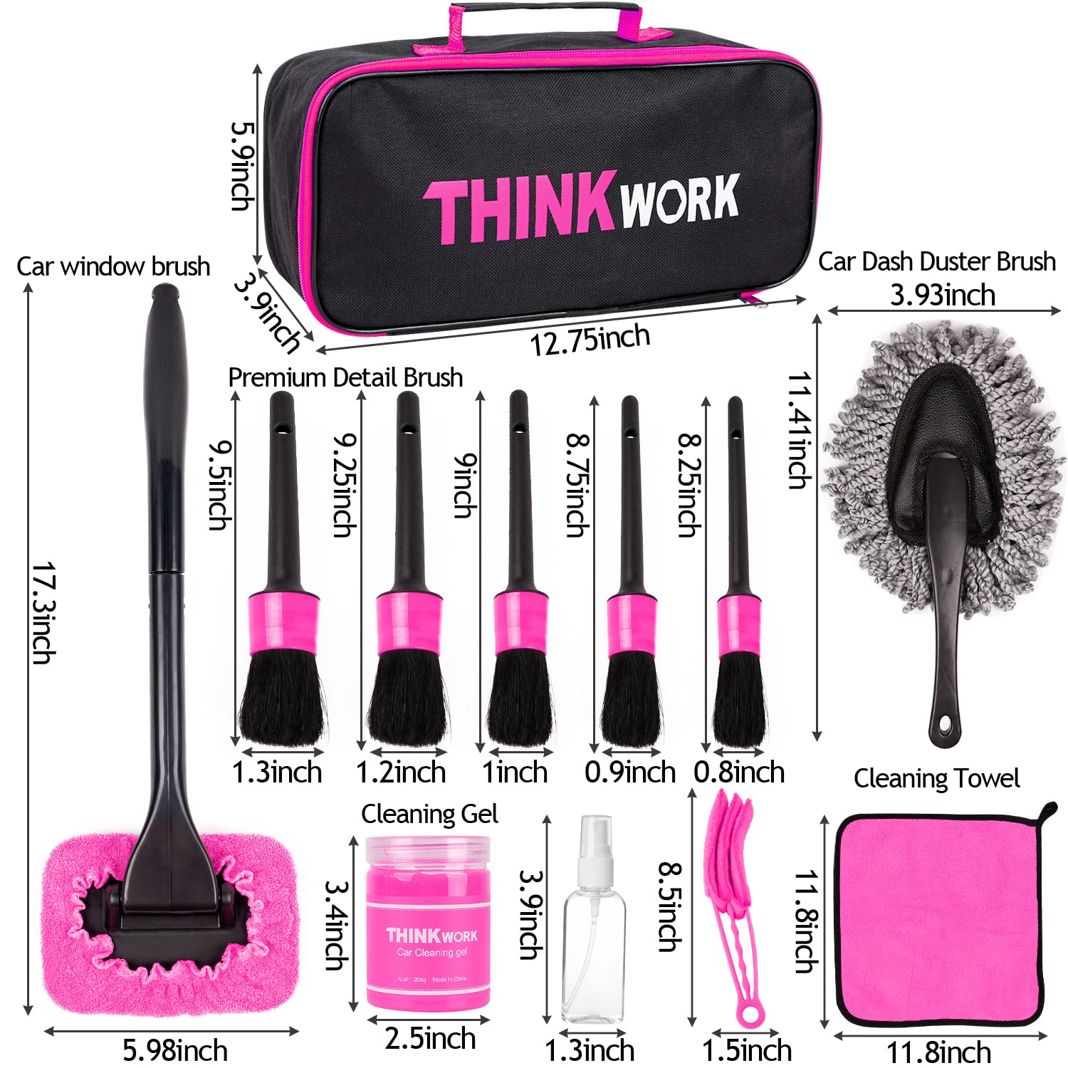 ThinkWORK Pink Car Duster interior kit duster brush removes dust from surfaces