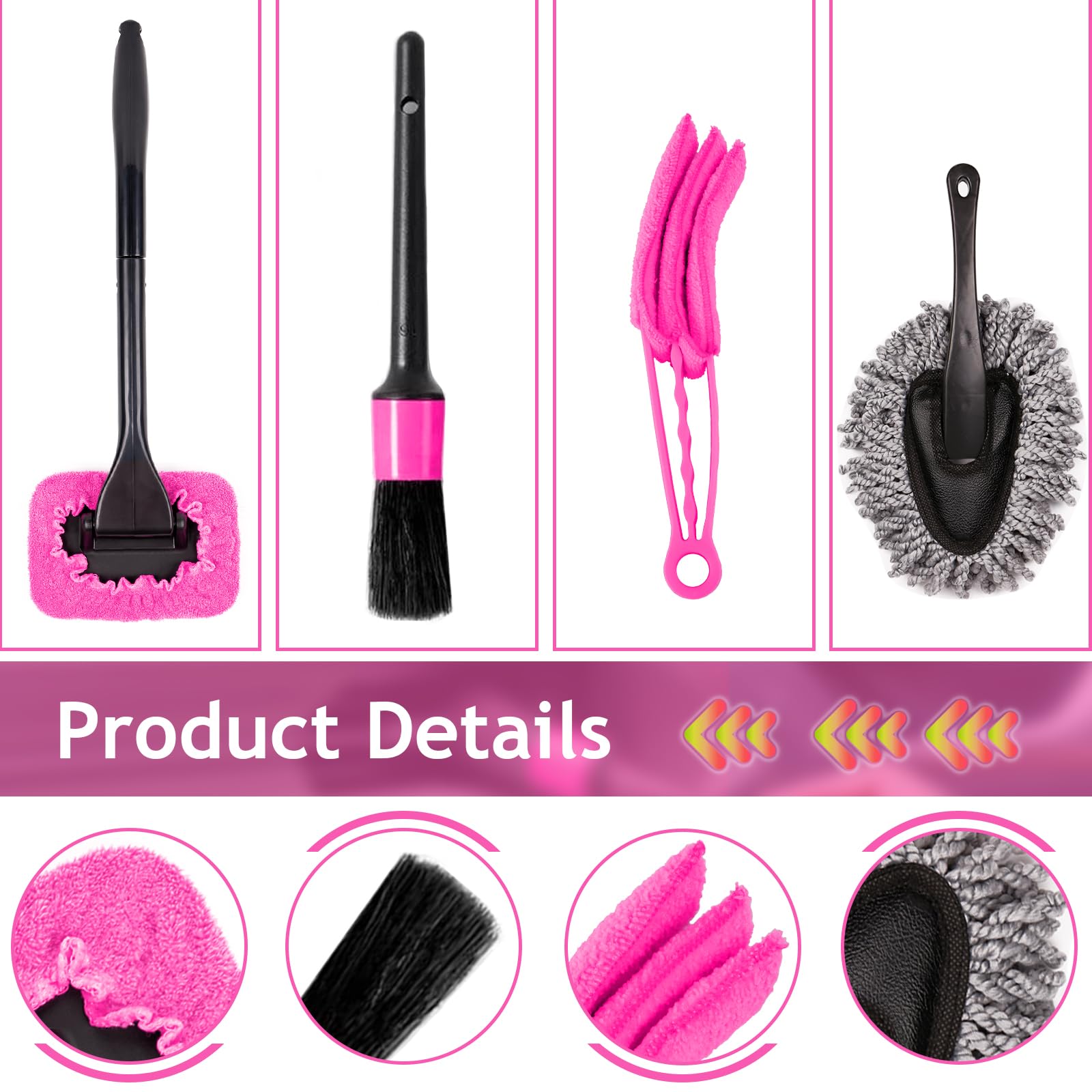 ThinkWORK Pink Car Duster interior kit woven bag stores tools neatly