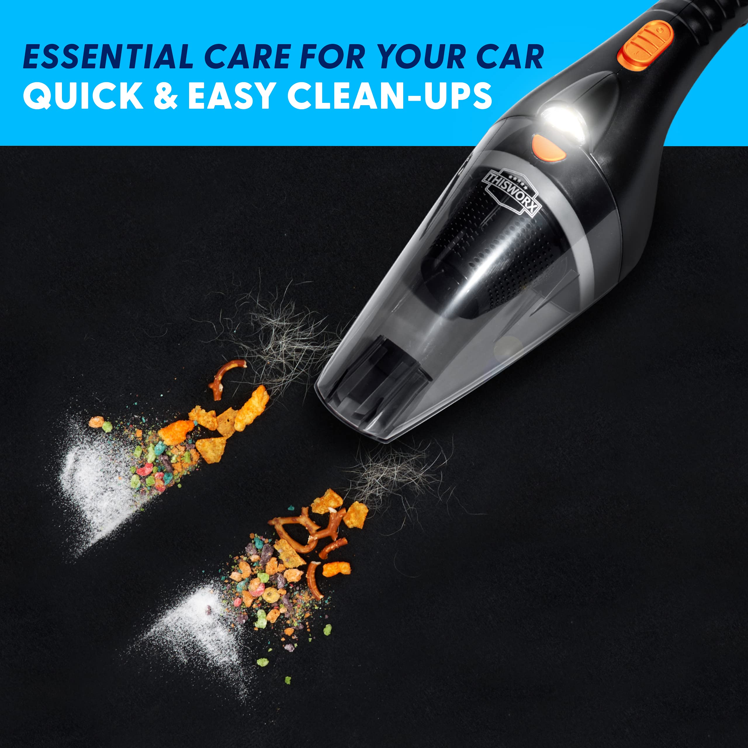 ThisWorx 2.0 LED light helps reveal debris in dim car corners.
