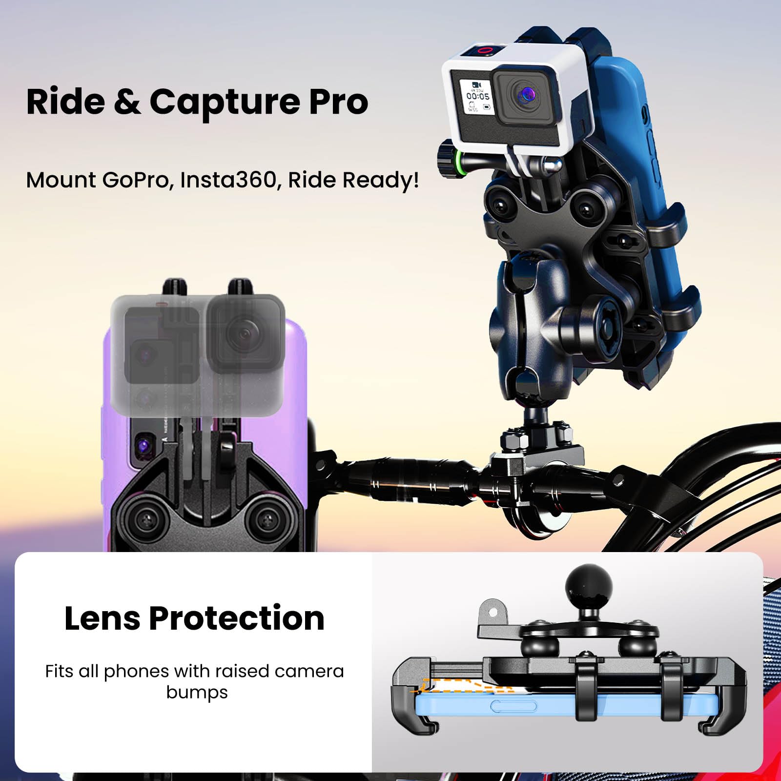Thlevel dirt-bike ready mount designed for off-road photography and navigation.