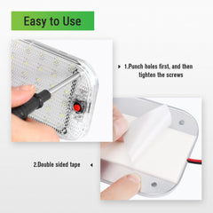 Thlevel interior light installs easily with screws and double-sided tape