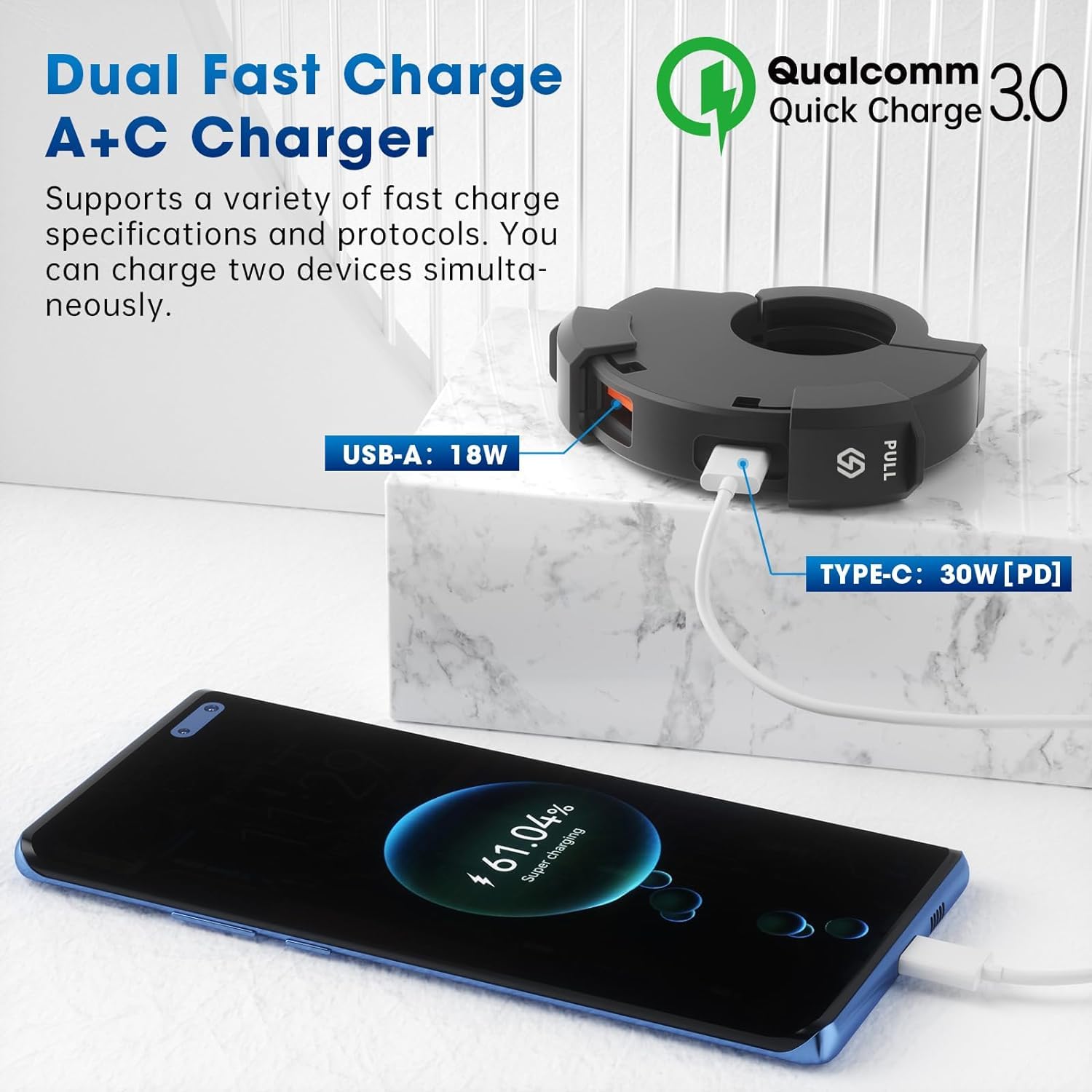 Thlevel SAE-to-USB harness enables direct battery connection for easy installation