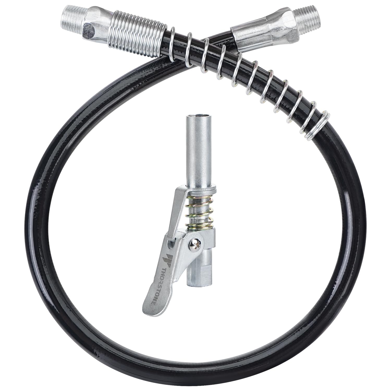 Thorstone 18-inch spring flex hose demonstrates flexible reach for automotive lubrication
