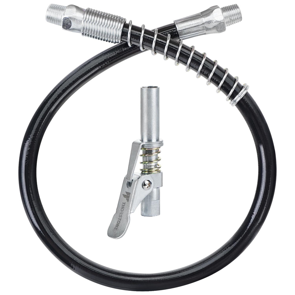 Thorstone 18-inch spring flex hose demonstrates flexible reach for automotive lubrication
