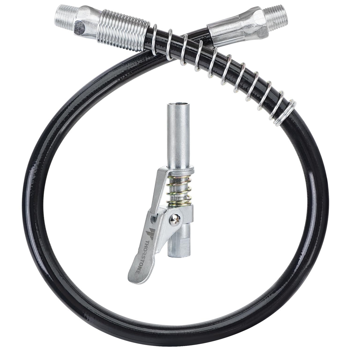 Thorstone 18-inch spring flex hose demonstrates flexible reach for automotive lubrication