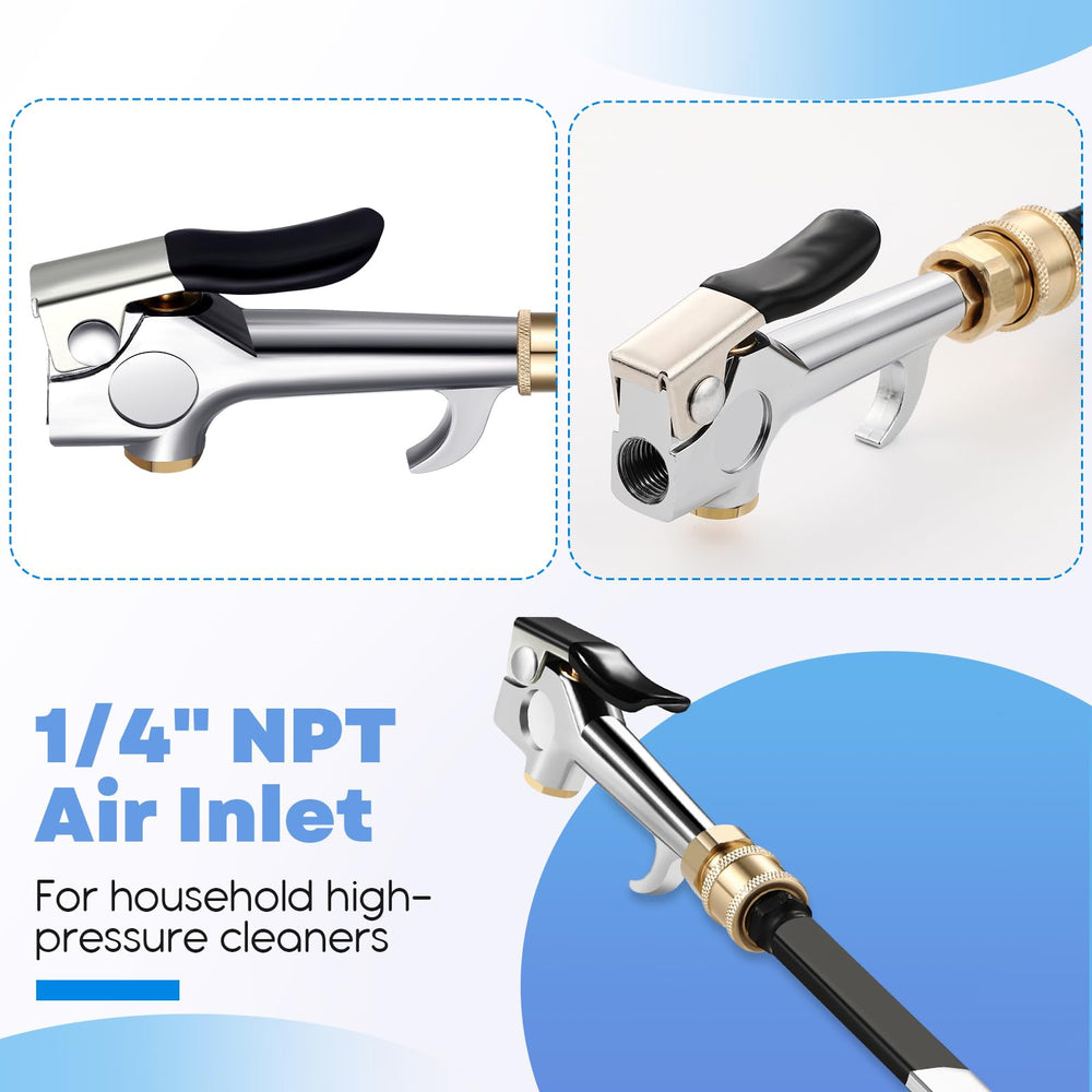 Threlaco wand with 90-degree air outlets for powerful dust removal.