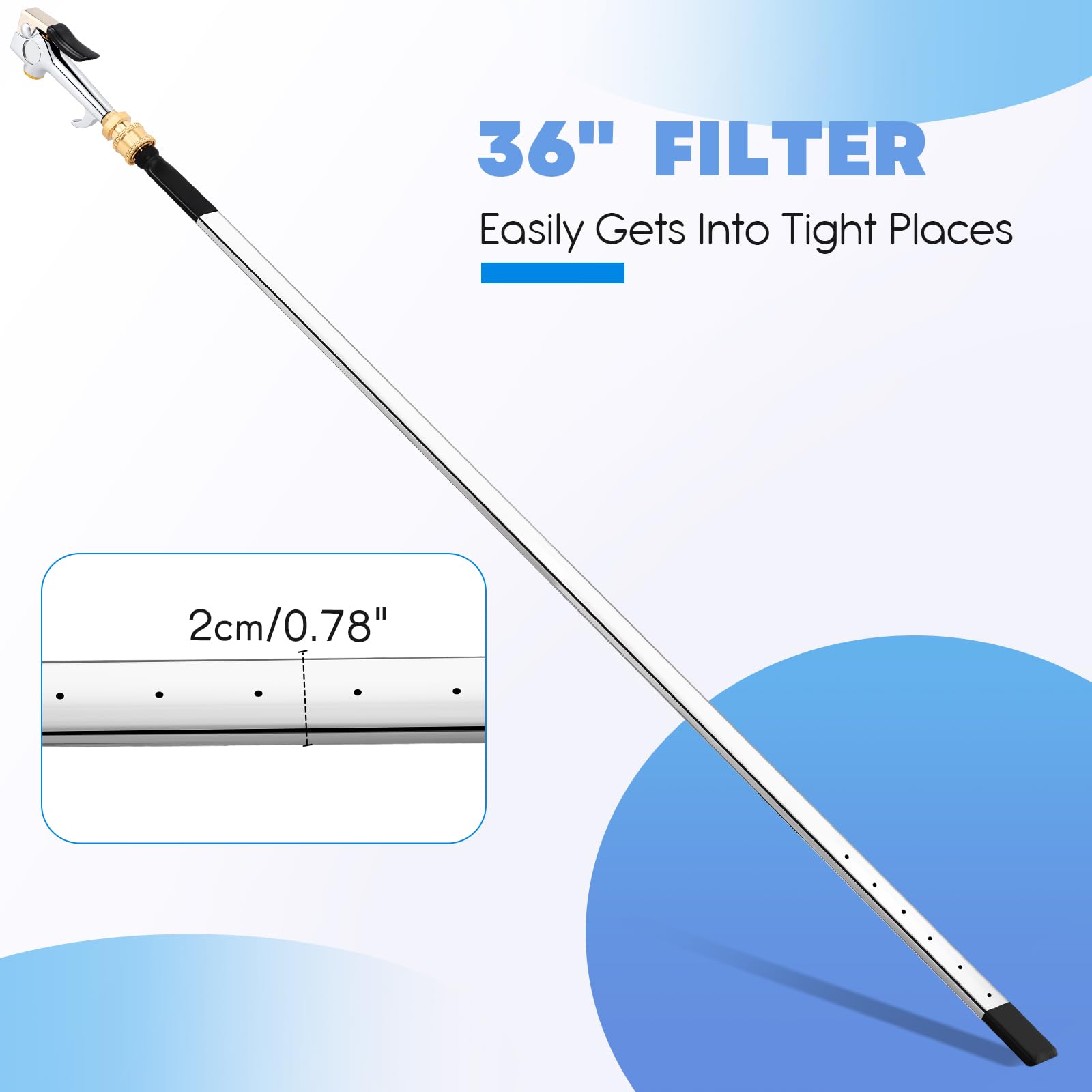 Threlaco air filter cleaner head with 90-degree airflow for precise cleaning.