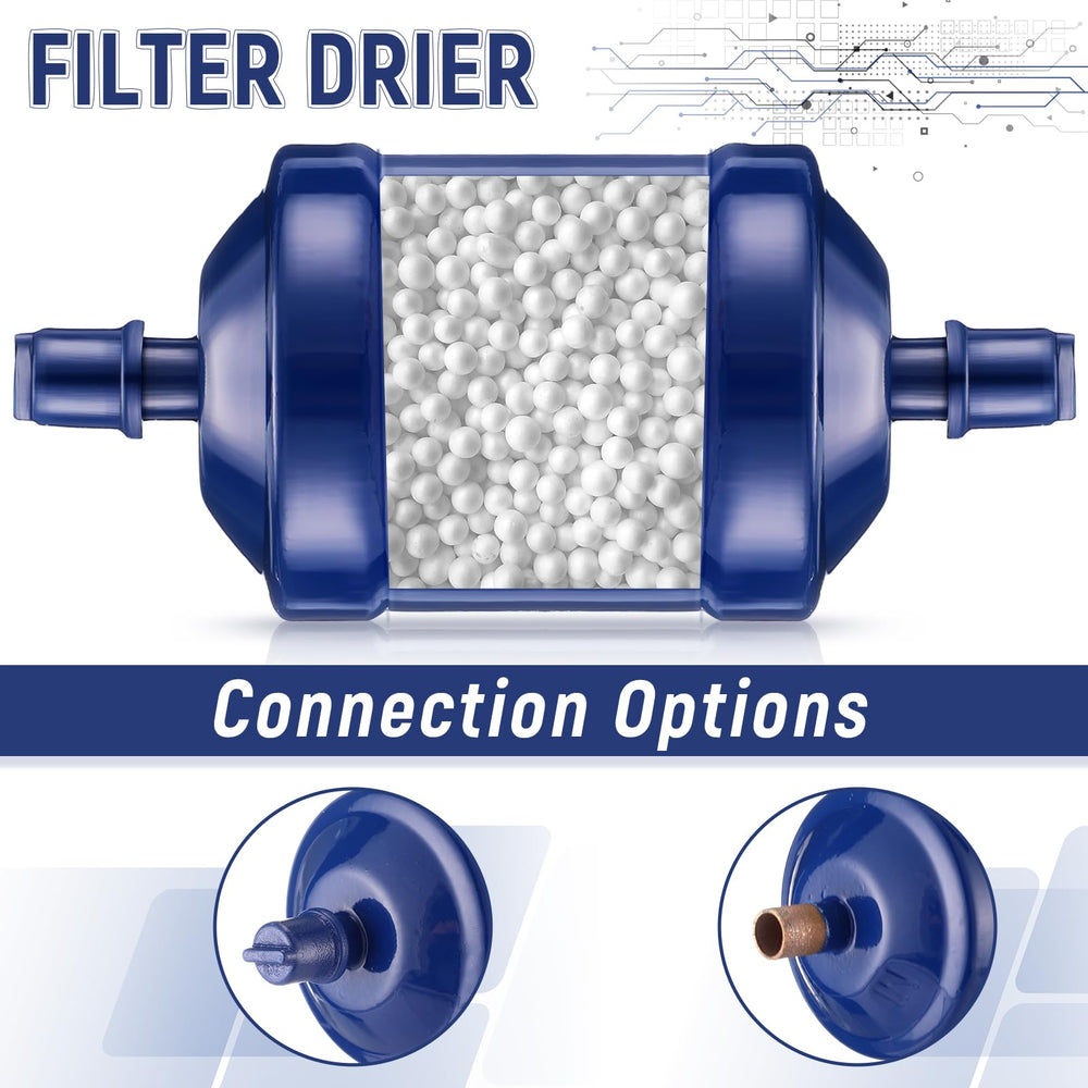 Threlaco EK-083S flow drier vertical orientation for top‑to‑bottom filtration flow.