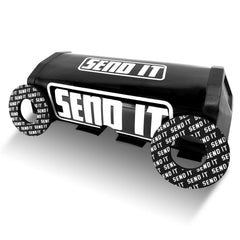 ThrottlePak SEND IT handlebar pad front view protects riders on rugged dirt bike trails