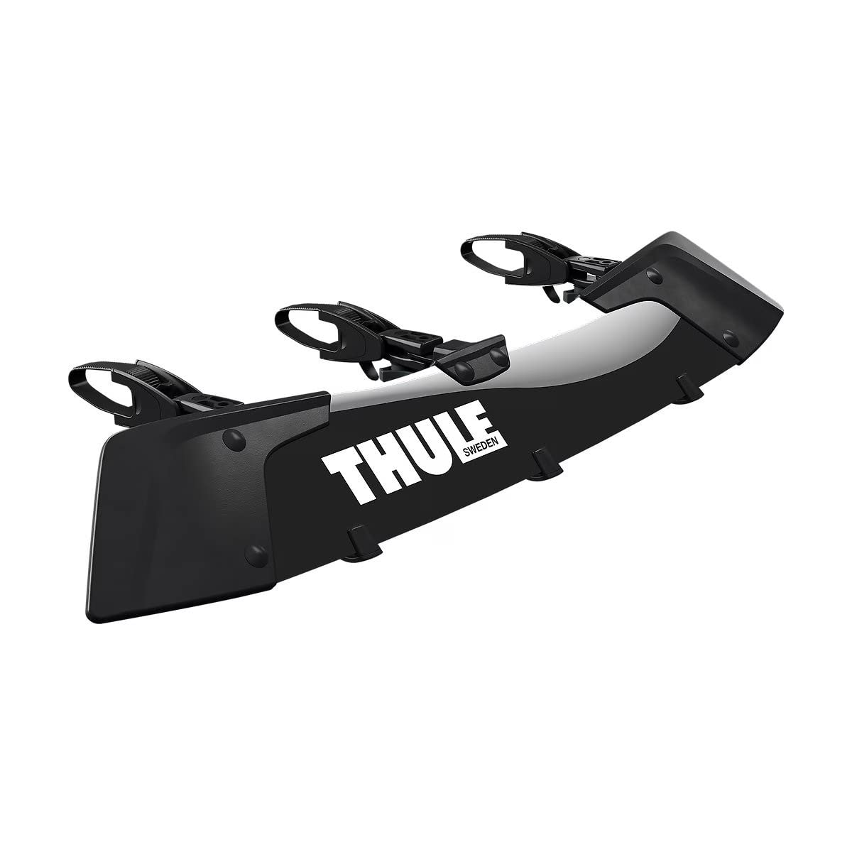 Thule AirScreen XT wind fairing front view reduces wind noise for a quieter ride.