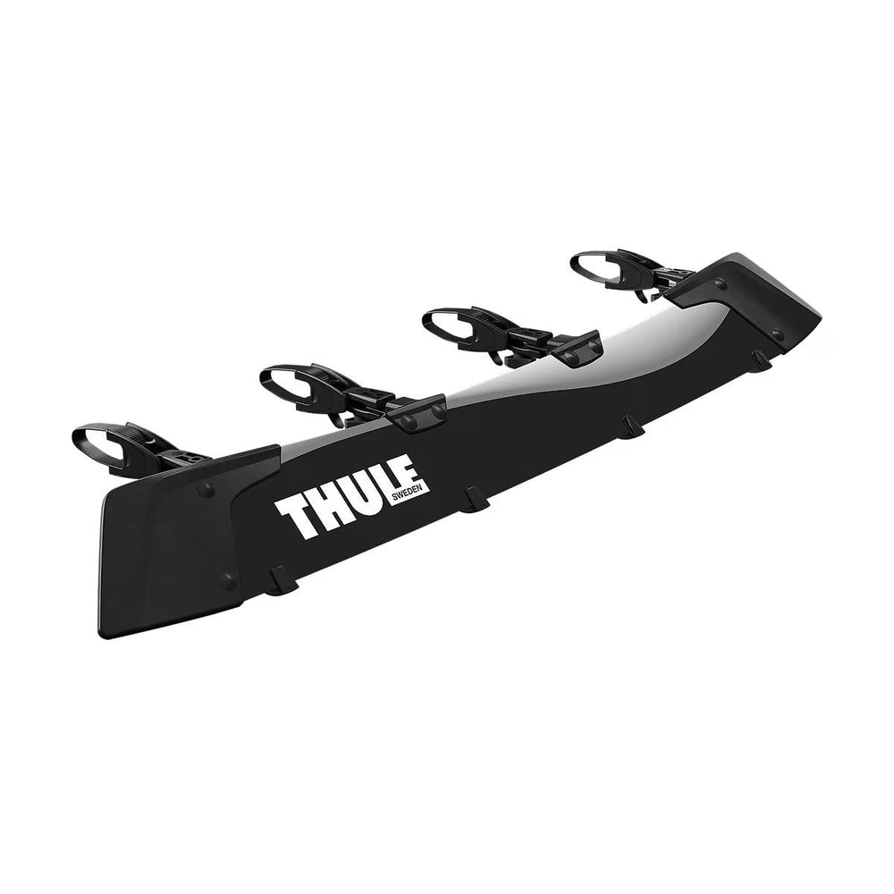 Thule AirScreen XT wind fairing, front view, reduces wind noise for a calmer ride.