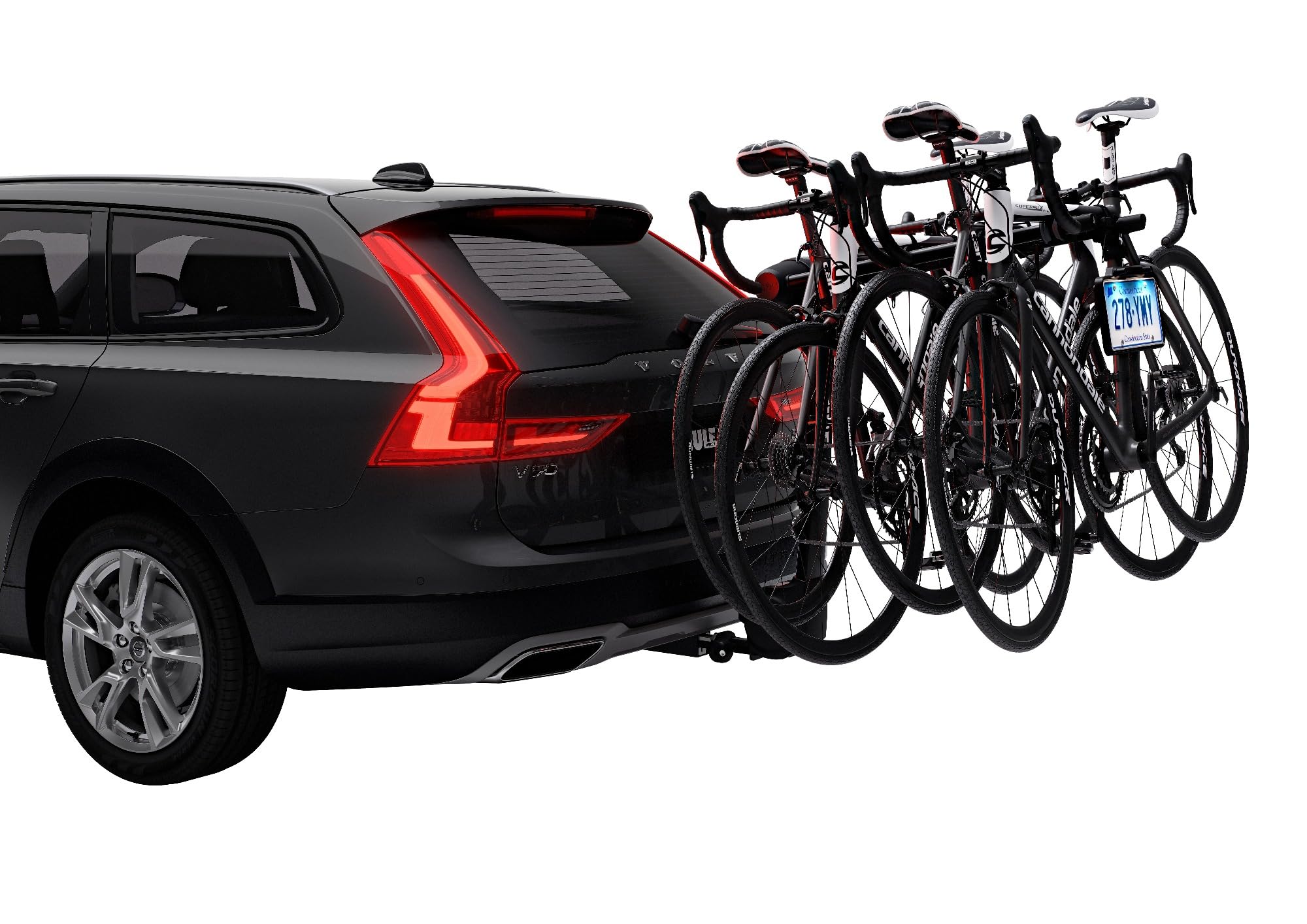 Thule holder rotates on the carrier for stowed or in-use positions