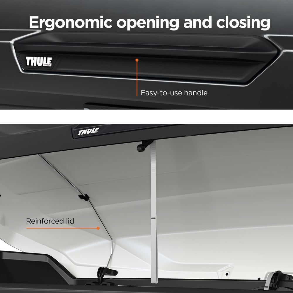 Thule Motion 3 XXL interior light option illuminating cargo space.