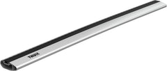 Thule Wingbar Edge 104cm in aluminum gray seen in profile for quiet aerodynamics