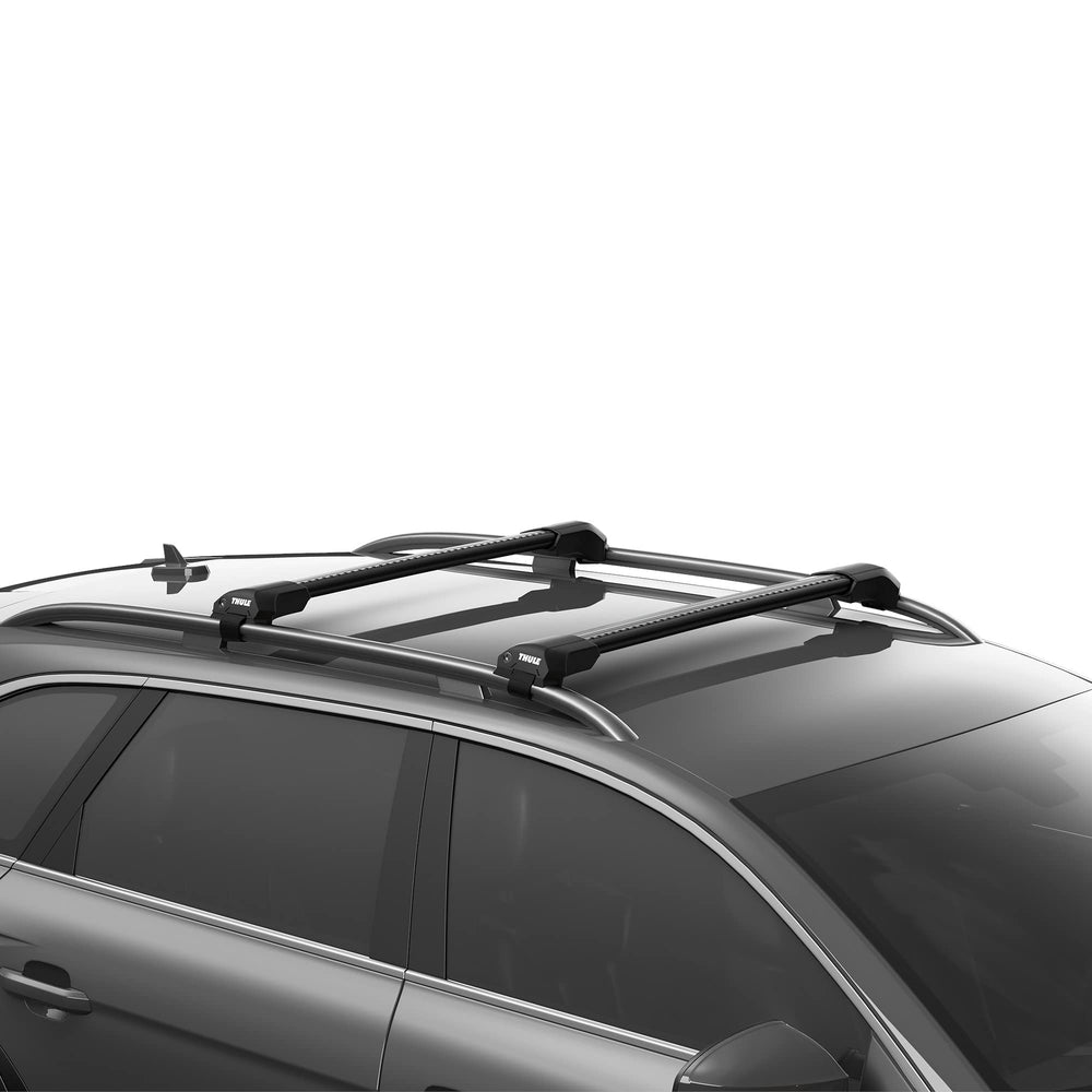 Thule WingBar Edge 113 Silver mounted with edge feet demonstrating swift click-in installation.